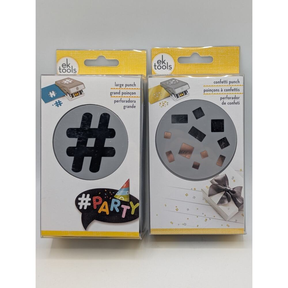 Lot Of 2 American Crafts ek tools Confetti & Large Hashtag Paper Punch Tool Set
